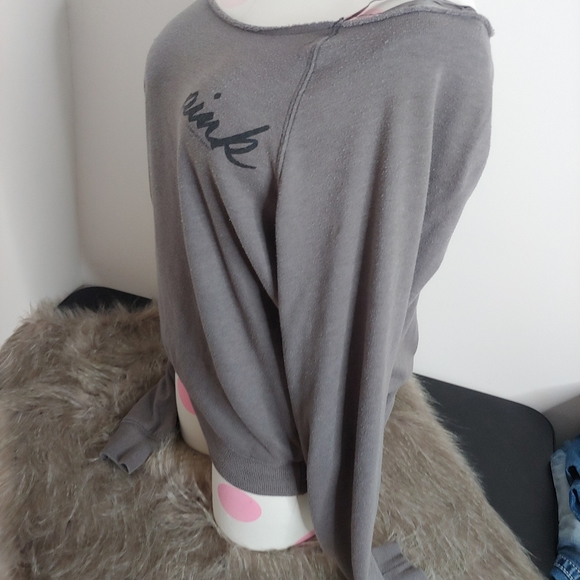 PINK Victorias Secret | Y2k French Terry soft off the shoulder sweatshirt small - Picture 2 of 14